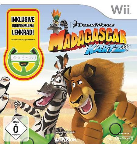 Madagascar Kartz inkl. Lenkrad [Wii] - Der Packshot